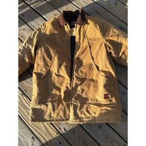 Vtg Tough Duck Chore Coat Mens XL/XXL Long Canvas Insulated Corduroy Collar Y2K